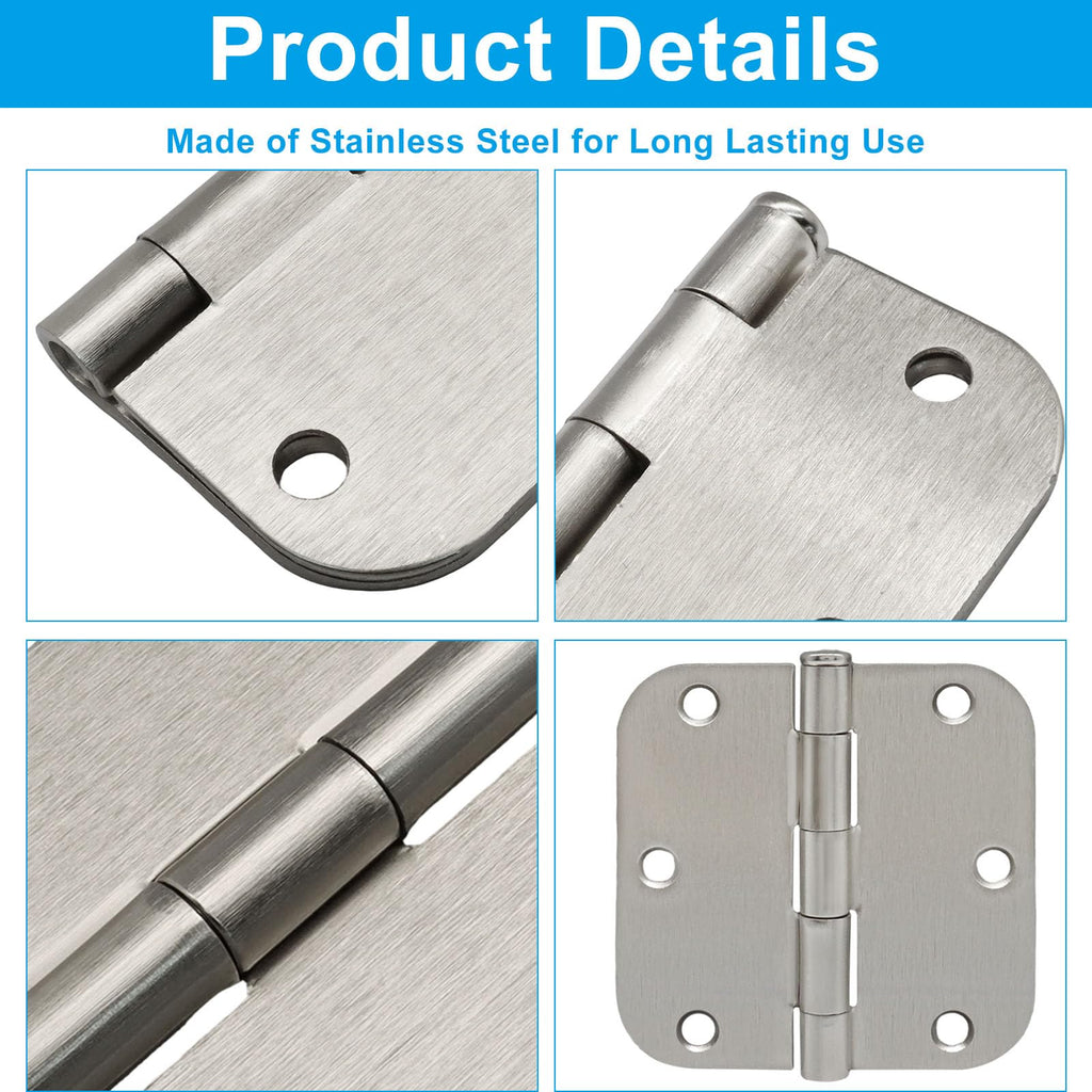 3 Pack Stainless Steel 3.5x3.5 Inch Ball Bearing Door Hinges