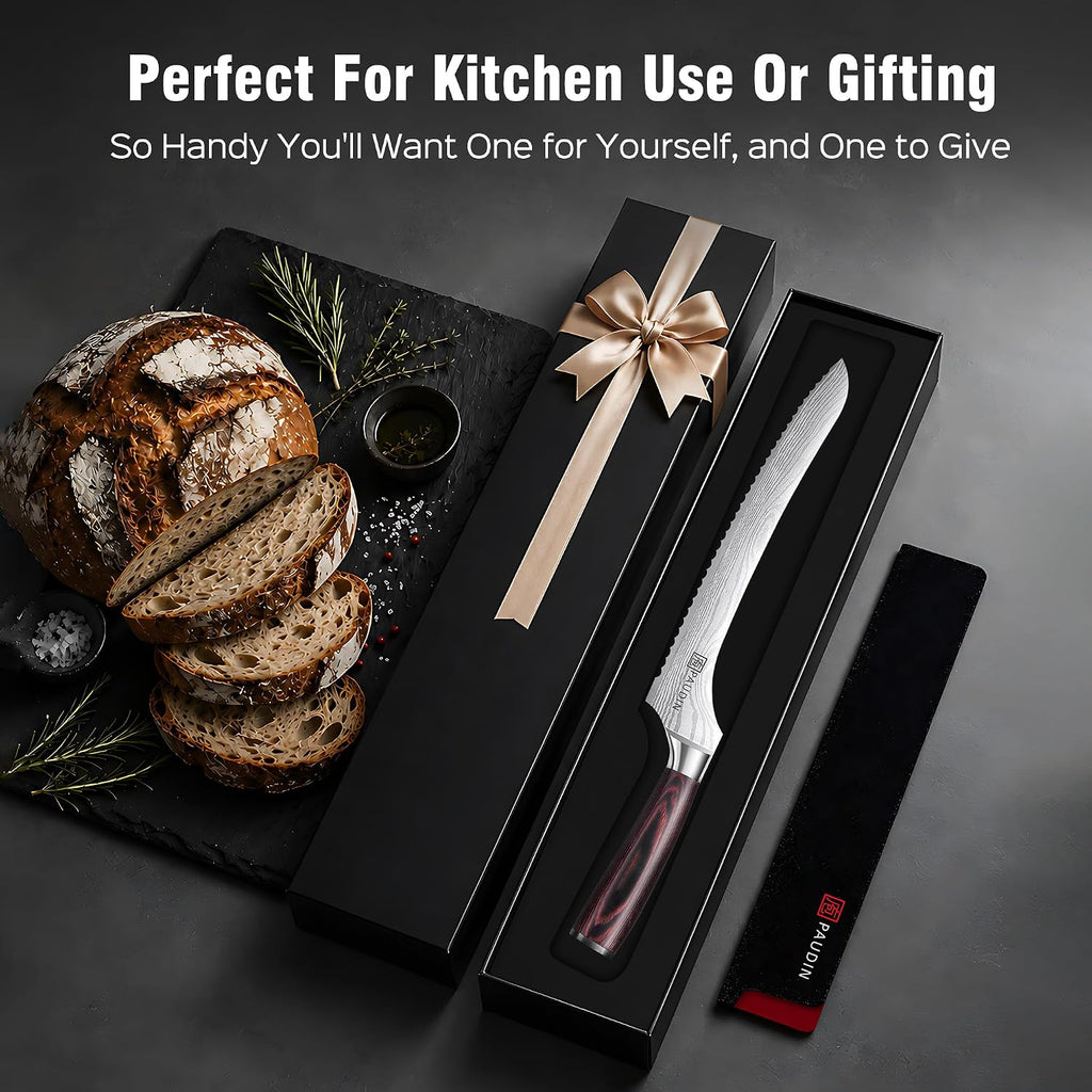 10 Inch Offset Sourdough Bread Knife for Homemade Bread - Gift Box