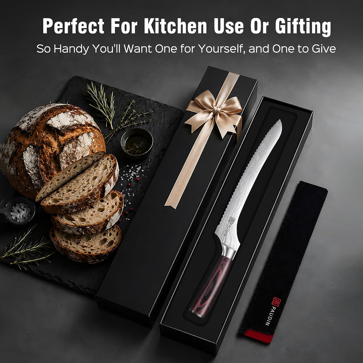 10 Inch Offset Sourdough Bread Knife for Homemade Bread - Gift Box