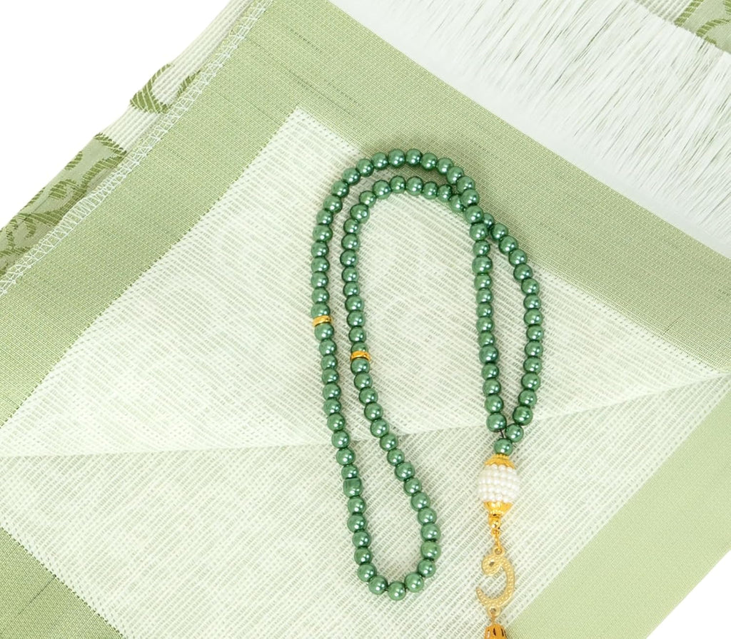 Muslim Prayer Rug with Tasbih and Portable Bag, Muslim Gift for Women Men, Mubarak Islamic Box, Soft Mat Islam Gifts
