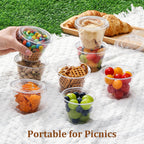 [50 Sets, 9 oz Clear Plastic Cups With Flat Lids No Hole, Disposable Cups With Lids for Ice Cream, Pudding, Cake