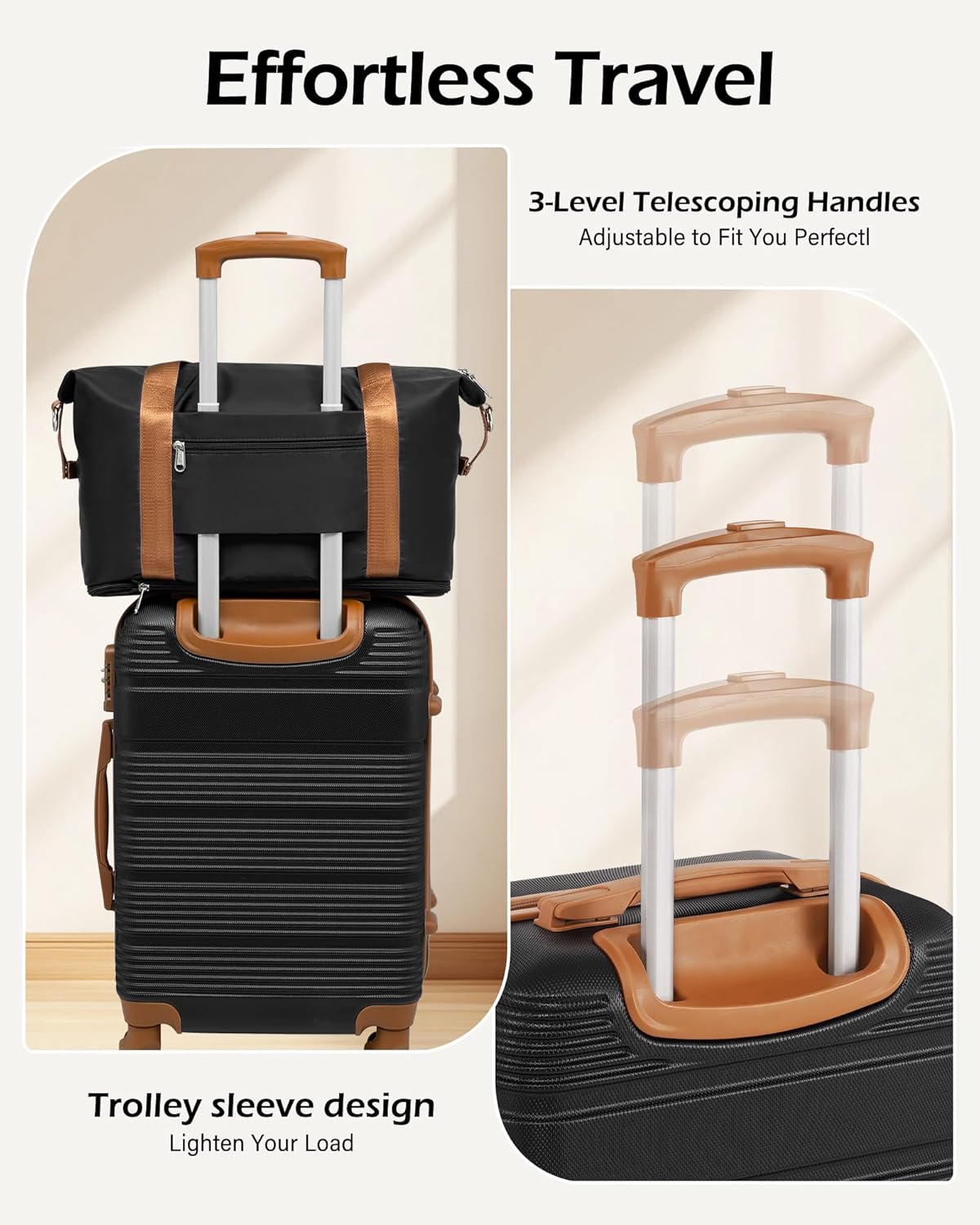 6 Piece ABS+PC Hardshell Luggage Set with Spinner Wheels, Lightweight suitcase set with TSA Lock & YKK Zipper