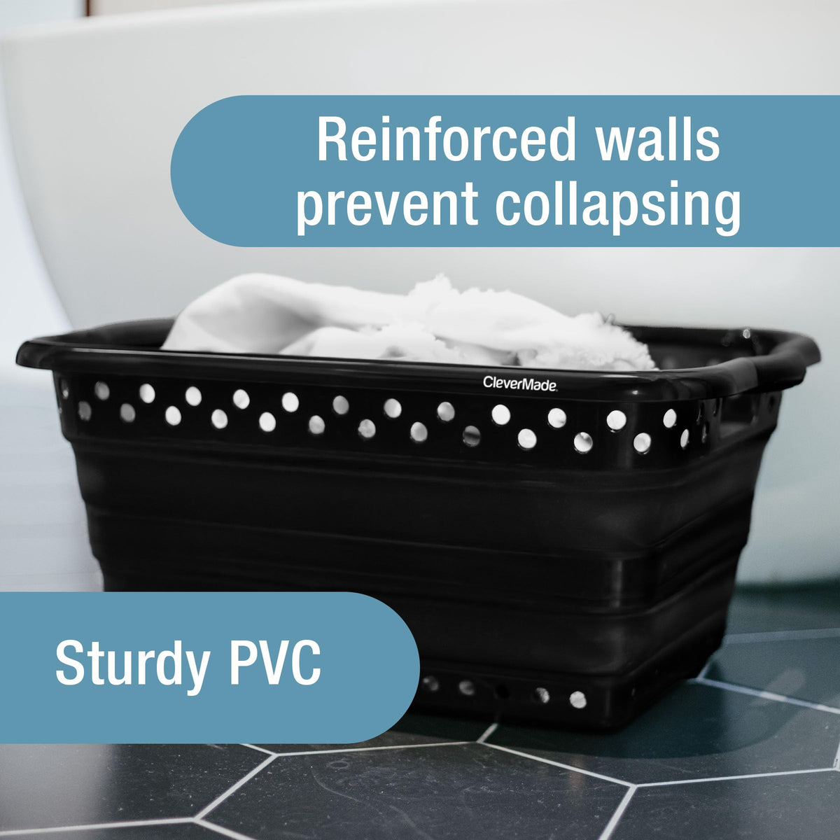 Collapsible Plastic Laundry Basket, 39L 1 Pack, 45 lb