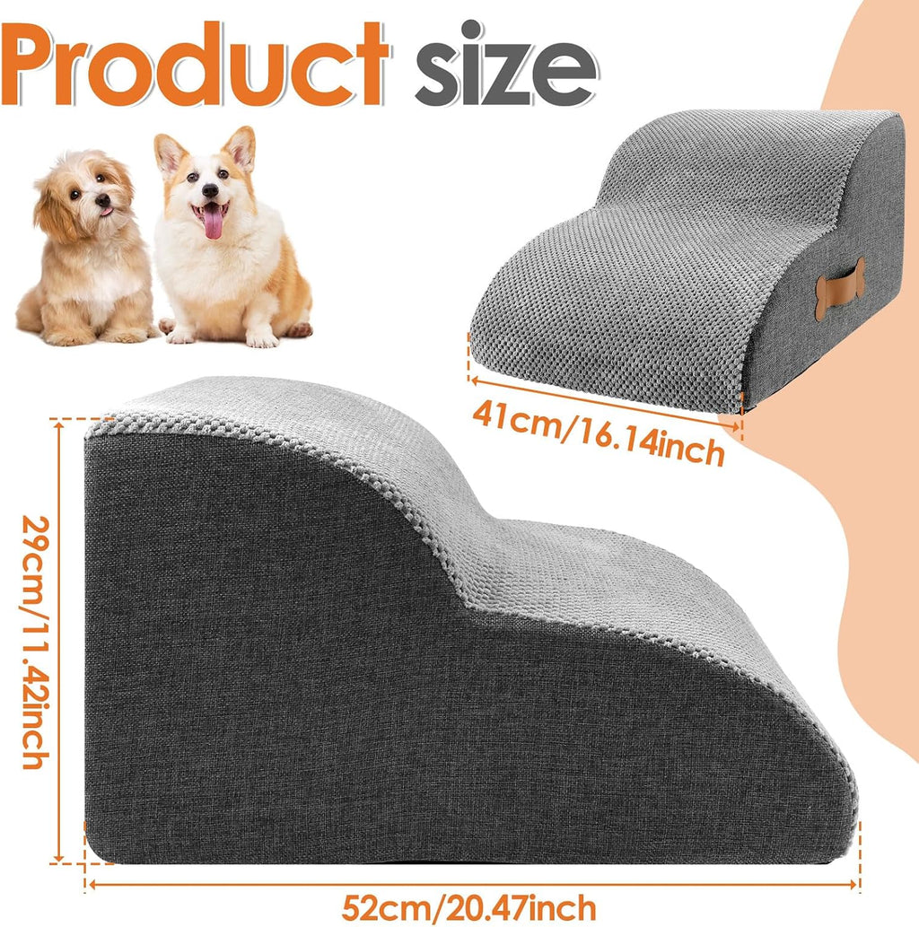 Cat/Dog Ramp Stair Stable, 2/3 Step Small Dog Stair Safe Sponge Filling Pet Ladder Ramp, Nonslip Bottom for Cat Puppy
