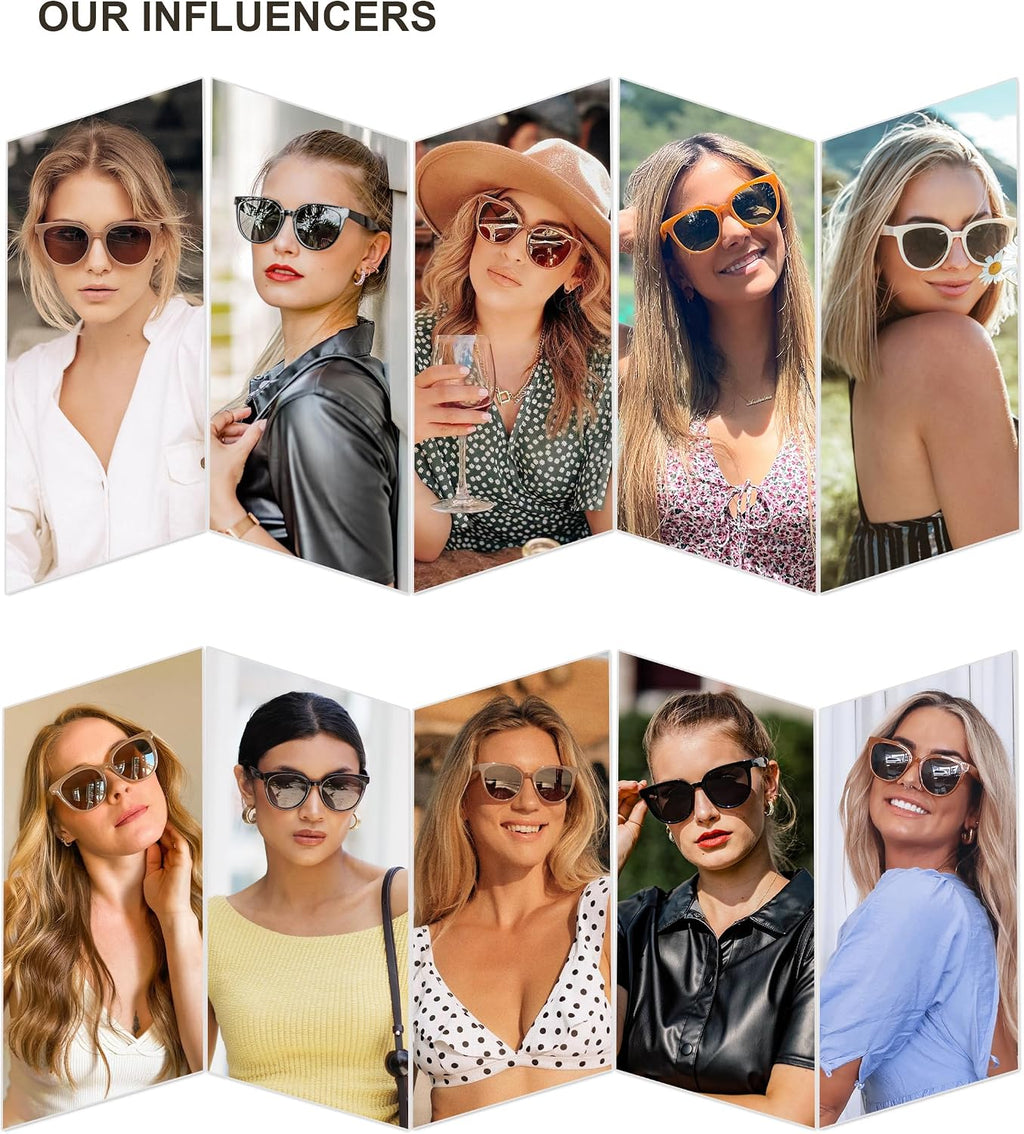 Trendy Cat Eye Round Polarized Sunglasses for Women Fashion UV Protection Sunnies Sunglasses SJ2175