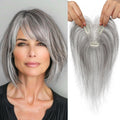 Hair Toppers for Women Real Human Hair, Seamless Human Hair Toppers with Bangs, 360° 3D Cover Clip in Bangs Hair