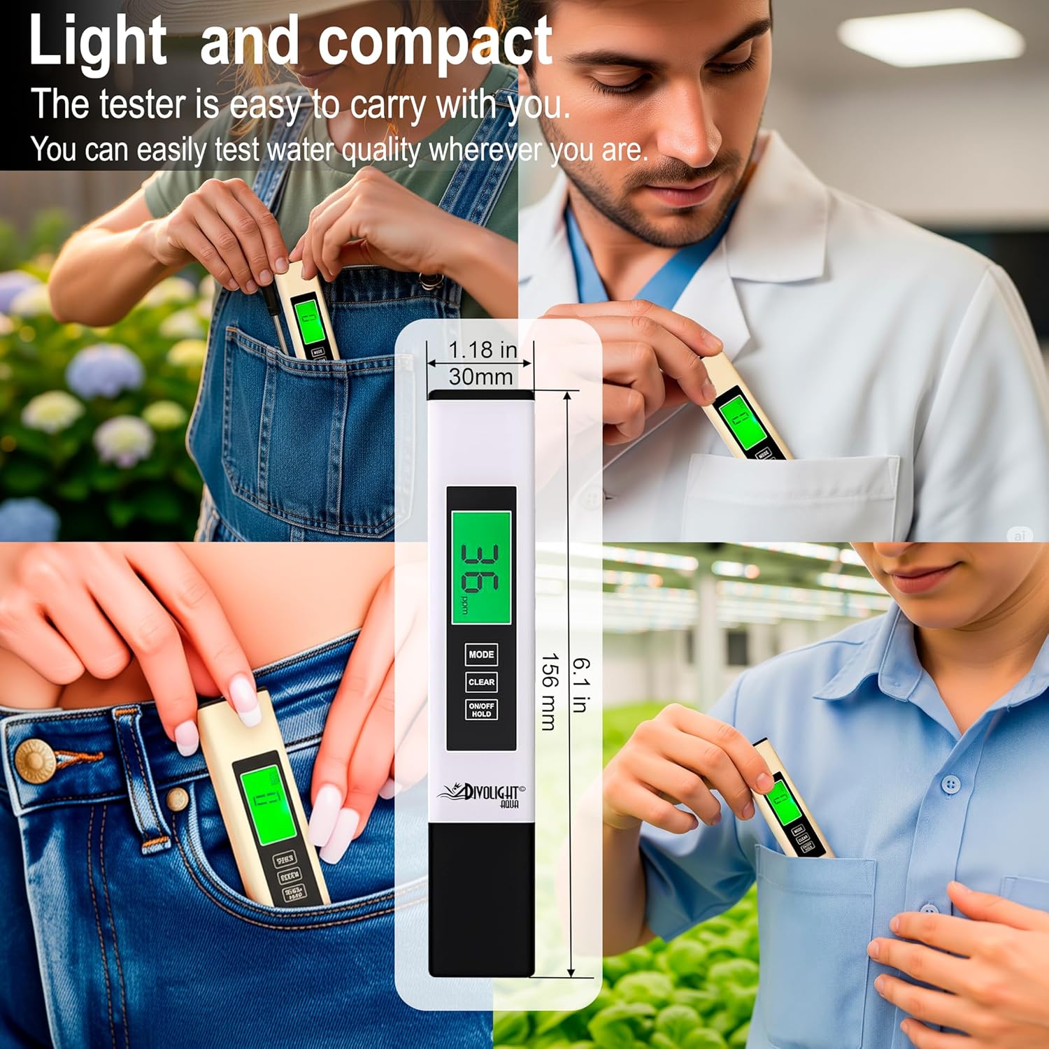 4 in 1 TDS Meter Digital Water Tester - Professional Testing for Drinking Water, RO/DI System, Aquariums, etc