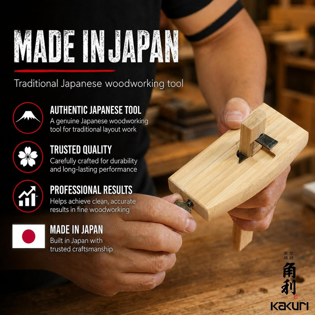 Wood Marking Gauge for Woodworking 3.5", Japanese KEBIKI Scribe Tool | Razor-sharp Japanese steel blade, Made in