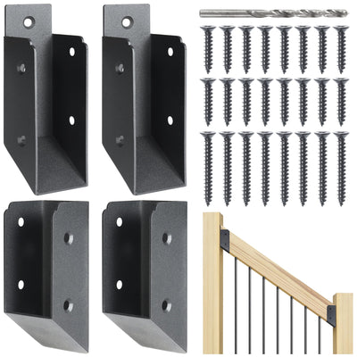 201 Stainless Steel 2" x 4" (1 ½" x 3 ½" Actual) Deck Railing 35° Stair Connectors, for Deck Railing Stair Handrail