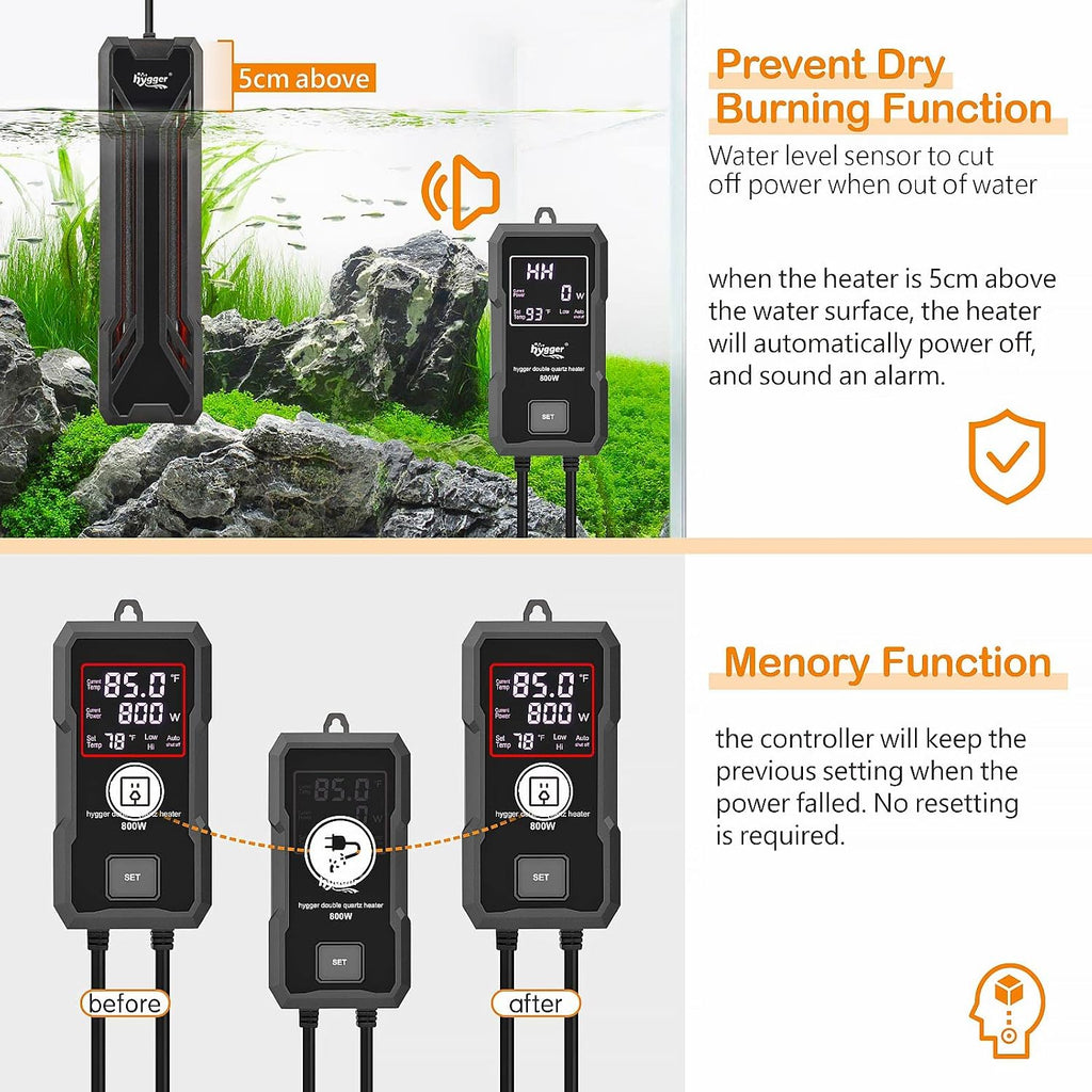 Aquarium Heater 300W/500W/800W/1000W, Submersible Fish Tank Heater