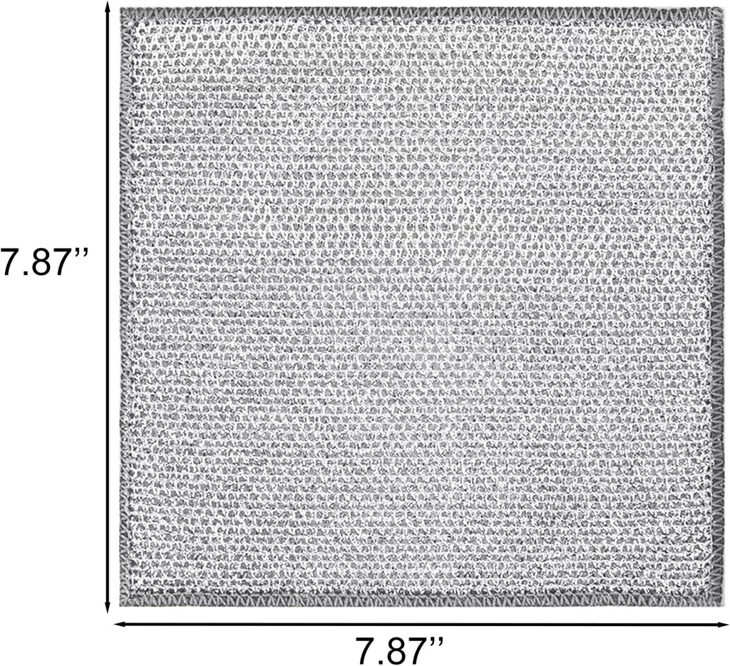 Double-Layer Steel Wire Cleaning Cloth - Non-Scratch Wire Dishcloth Rag Heavy Duty Scrub Pads Multi-Purpose Silver