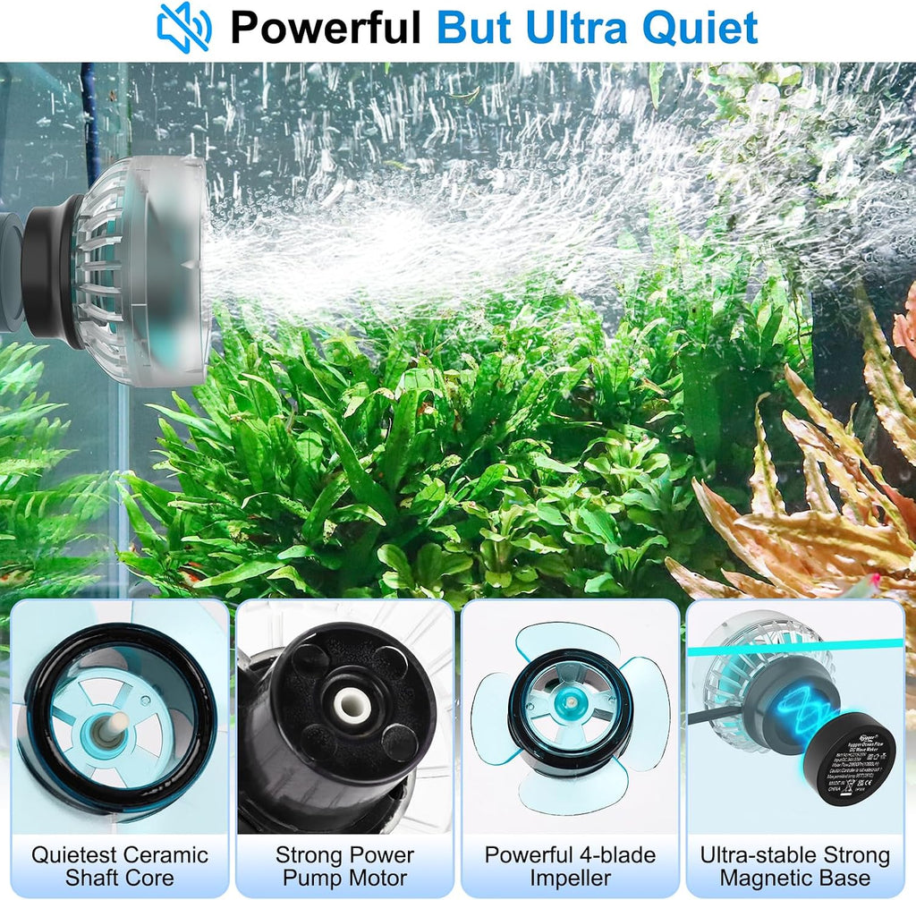 Mini Wave Maker For Aquarium, Ultra-quiet Transparent Wavemaker With Controller, Adjustable Flow Magnetic DC 24V