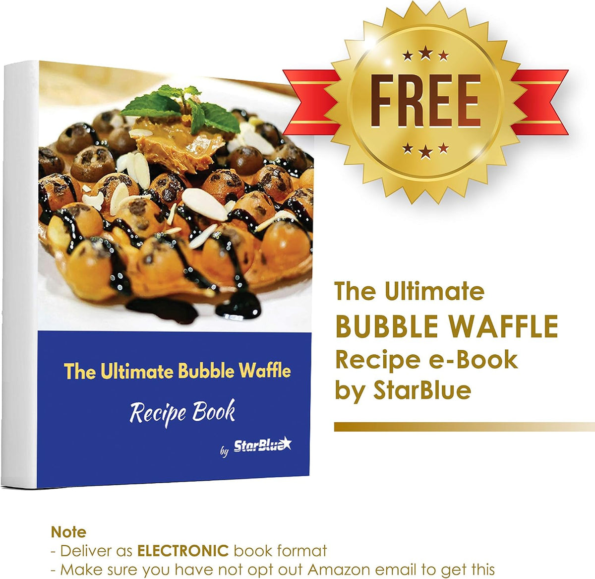 Hong Kong Egg Waffle Maker by StarBlue with BONUS recipe e-book - Make Hong Kong Style Bubble Egg Waffle in 5 minutes