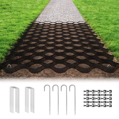 Gravel Grid 3'' Depth with Metal Stakes, 6.6x16.4 FT Geogrid for Gravel Driveway 2200 lbs per Sq FT Erosion Control