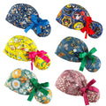 Scrub Caps Women Bouffant Scrub Hats Caps Nurses, Adjustable Working Cap Ponytail Pouch Tie Back Hats