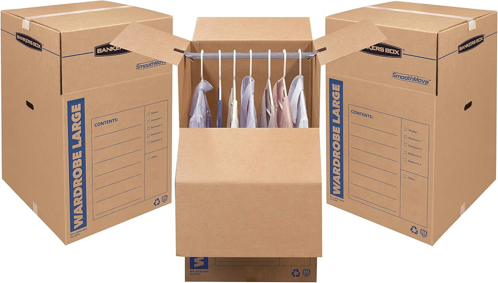 3-Pack Tall Wardrobe Moving Boxes, 24" x 24" x 40"