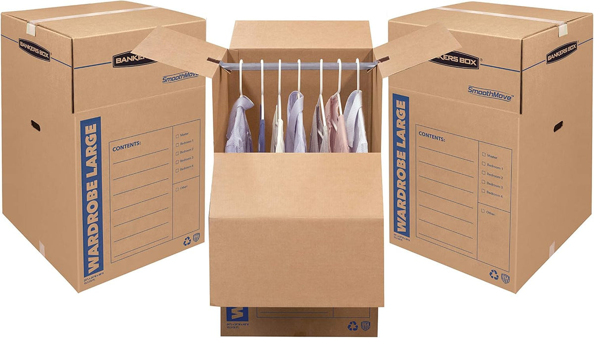 3-Pack Tall Wardrobe Moving Boxes, 24" x 24" x 40"