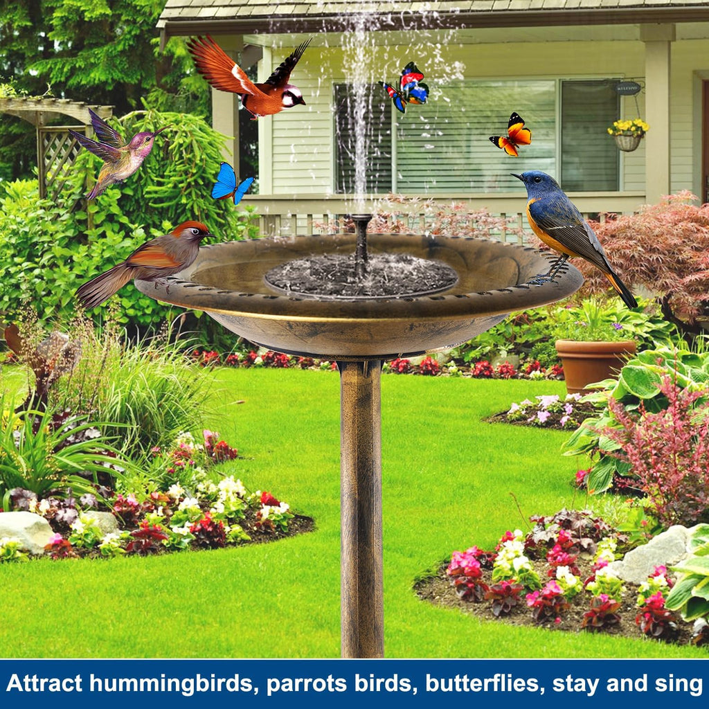 Bird Bath with Solar Fountain, 20in Copper Bowls for Outdoors Garden Yard