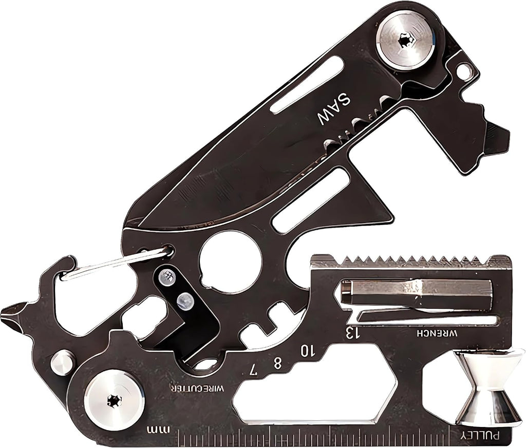 28 in 1 EDC Multi-function Tool, Keychain portable Metal Pocket Tool for men, Wrench for Screw, Ruler, Pulley, Spoke