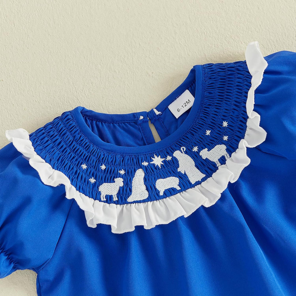 Toddler Baby Girl Christmas Dress Outfit Smocked Romper/Dress