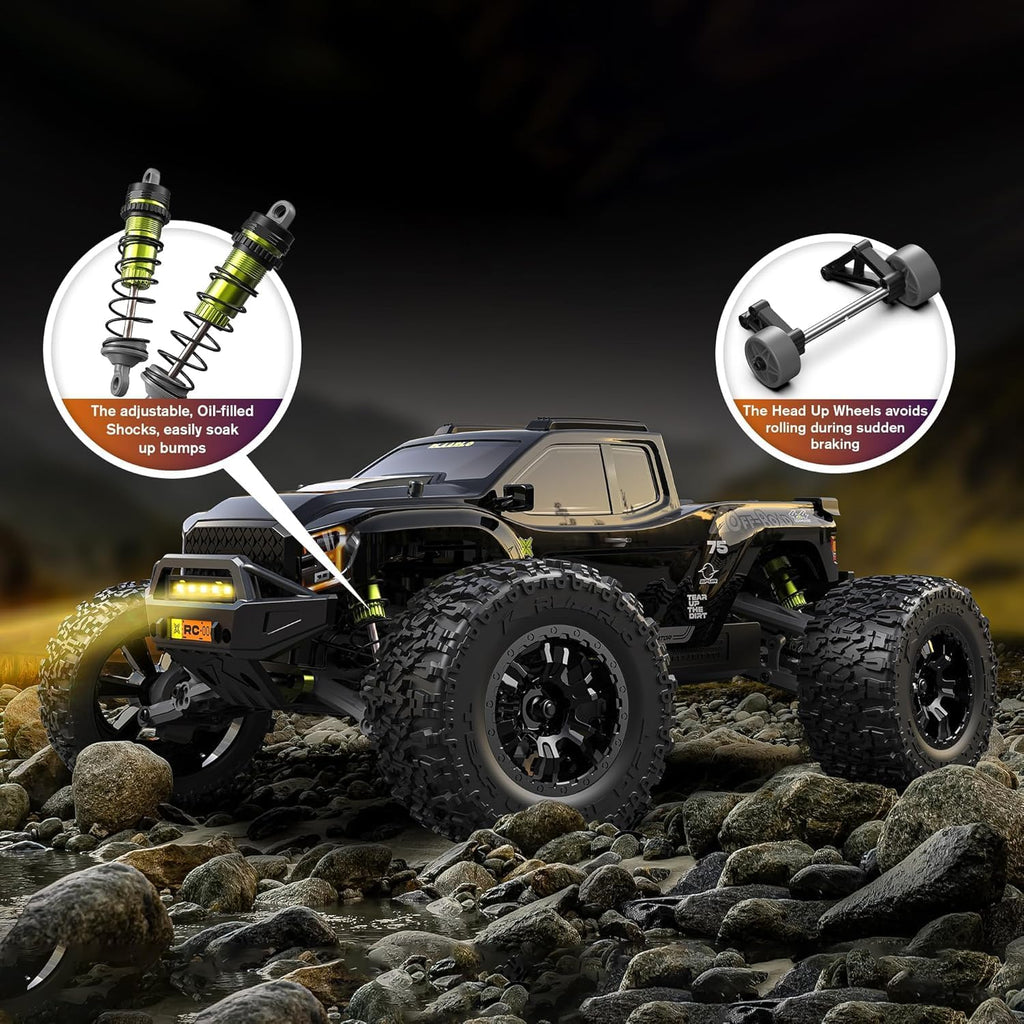 1/10 Brushless RC Cars, 50+ MPH, 4WD Trucks, Carbon Fiber, Ages 8+ | 60A ESC Monster Trucks, 3650 2650KV Brushless