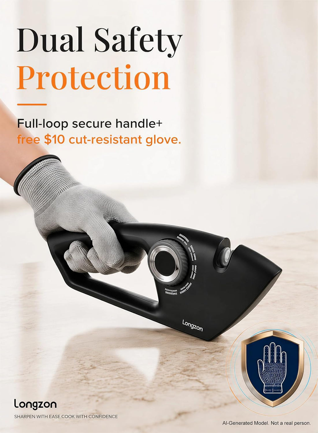 6-in-1 Knife Sharpener 5 Stage with Cut-Resistant Glove, Manual Kitchen Tool for Scissors, Straight & Serrated