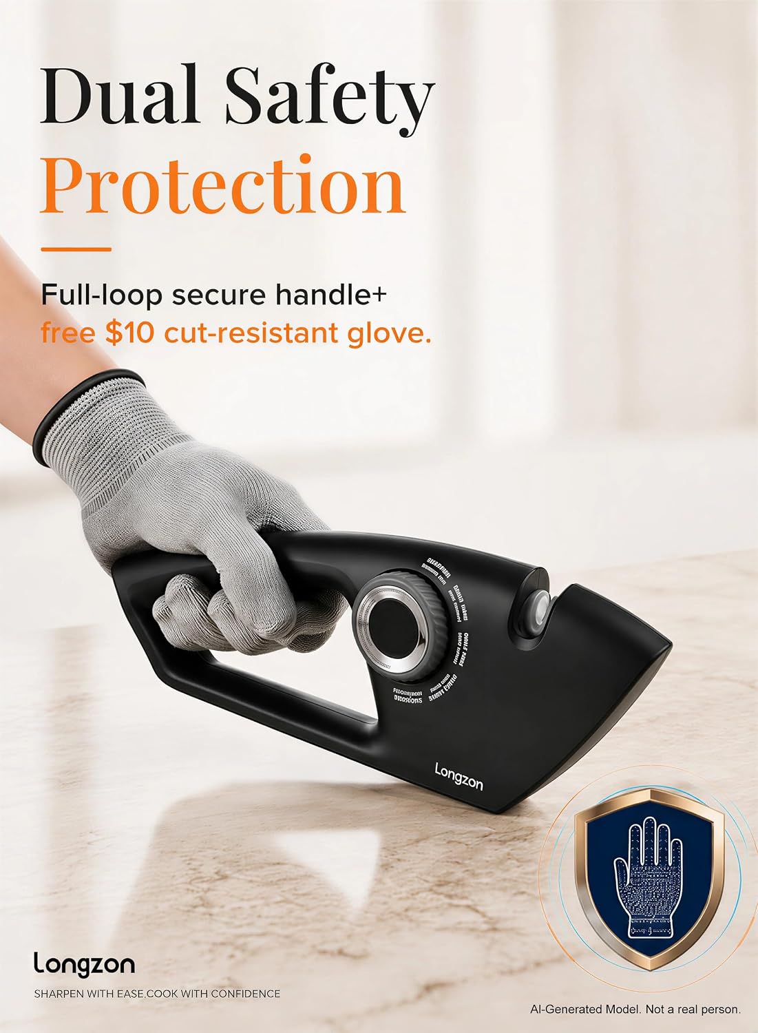 6-in-1 Knife Sharpener 5 Stage with Cut-Resistant Glove, Manual Kitchen Tool for Scissors, Straight & Serrated