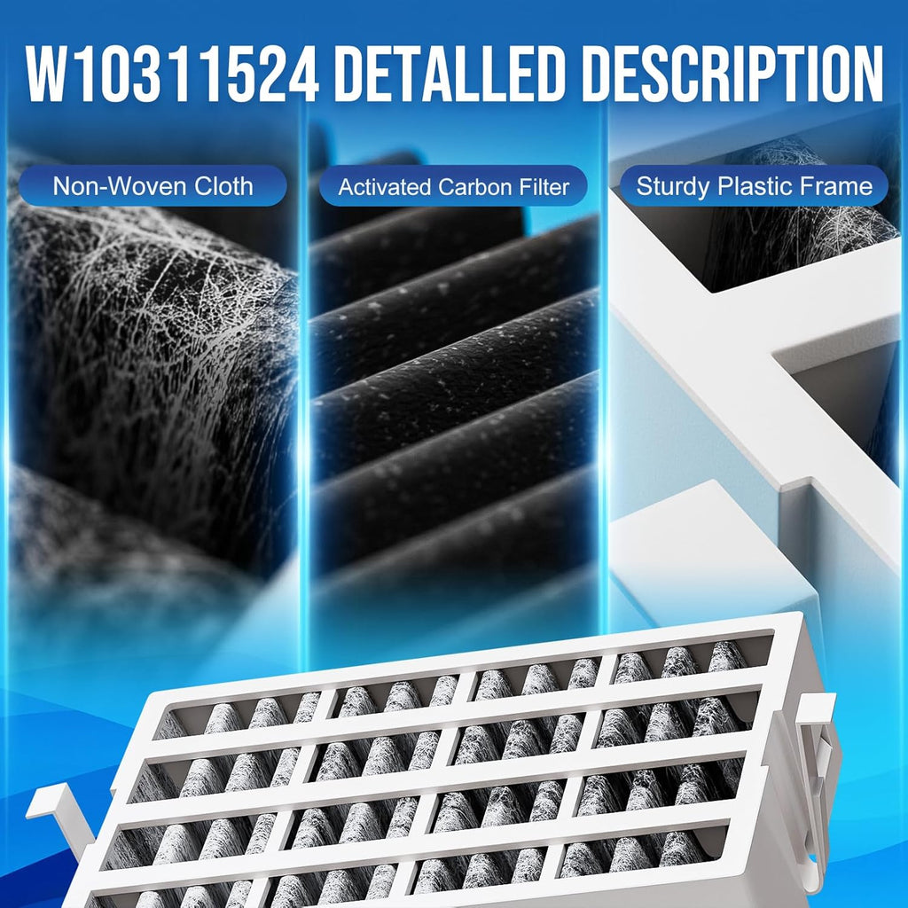 3 Pack W10311524 AIR1 Refrigerator Air Filter Replacement for Whirlpool