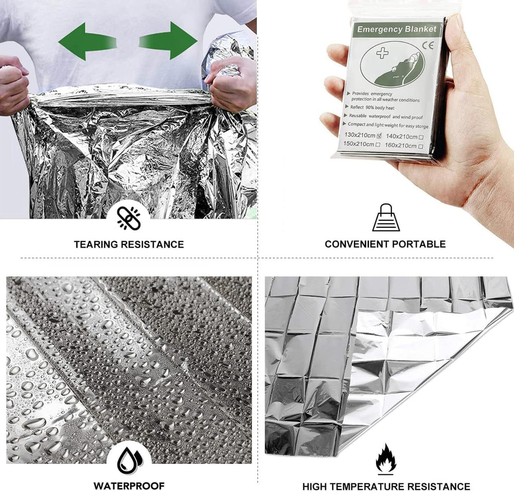 Emergency Foil Thermal Blanket shelter Survival Reflective Blankets | (Pack of 25) 210 x 160 cm (82" x 63") Perfect