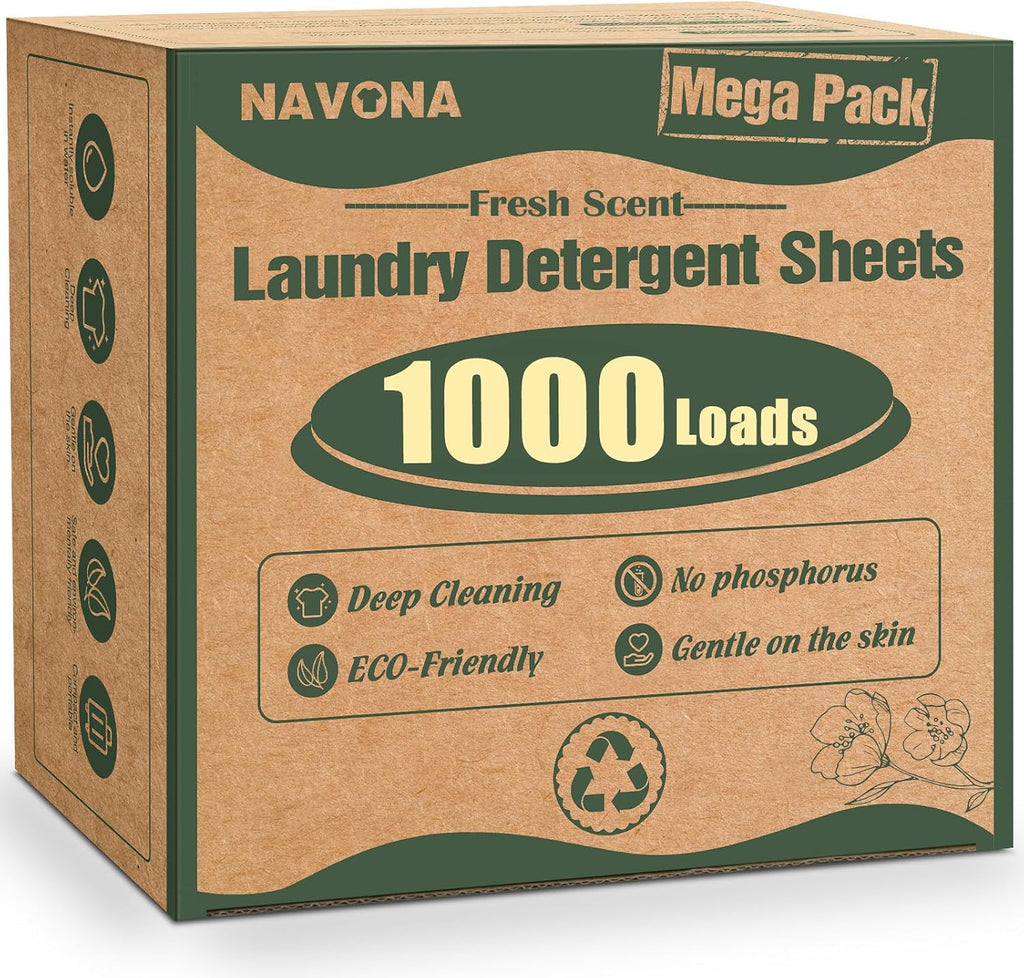 1000 Loads Mega Pack Laundry Detergent Sheets, Fresh Scent