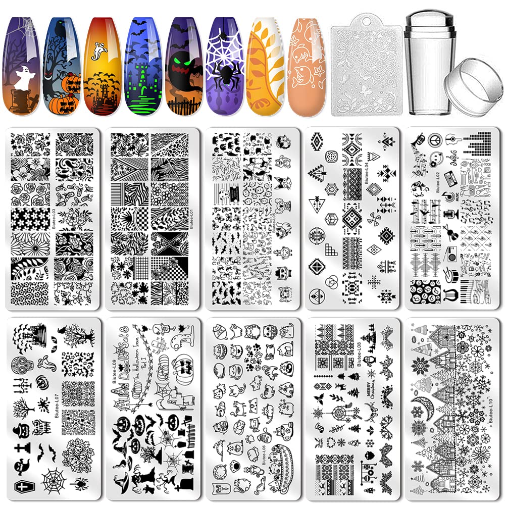 Nail Stamping Kit, 10Pcs Nail Stamping Plate, 8Pcs Stamping Gel