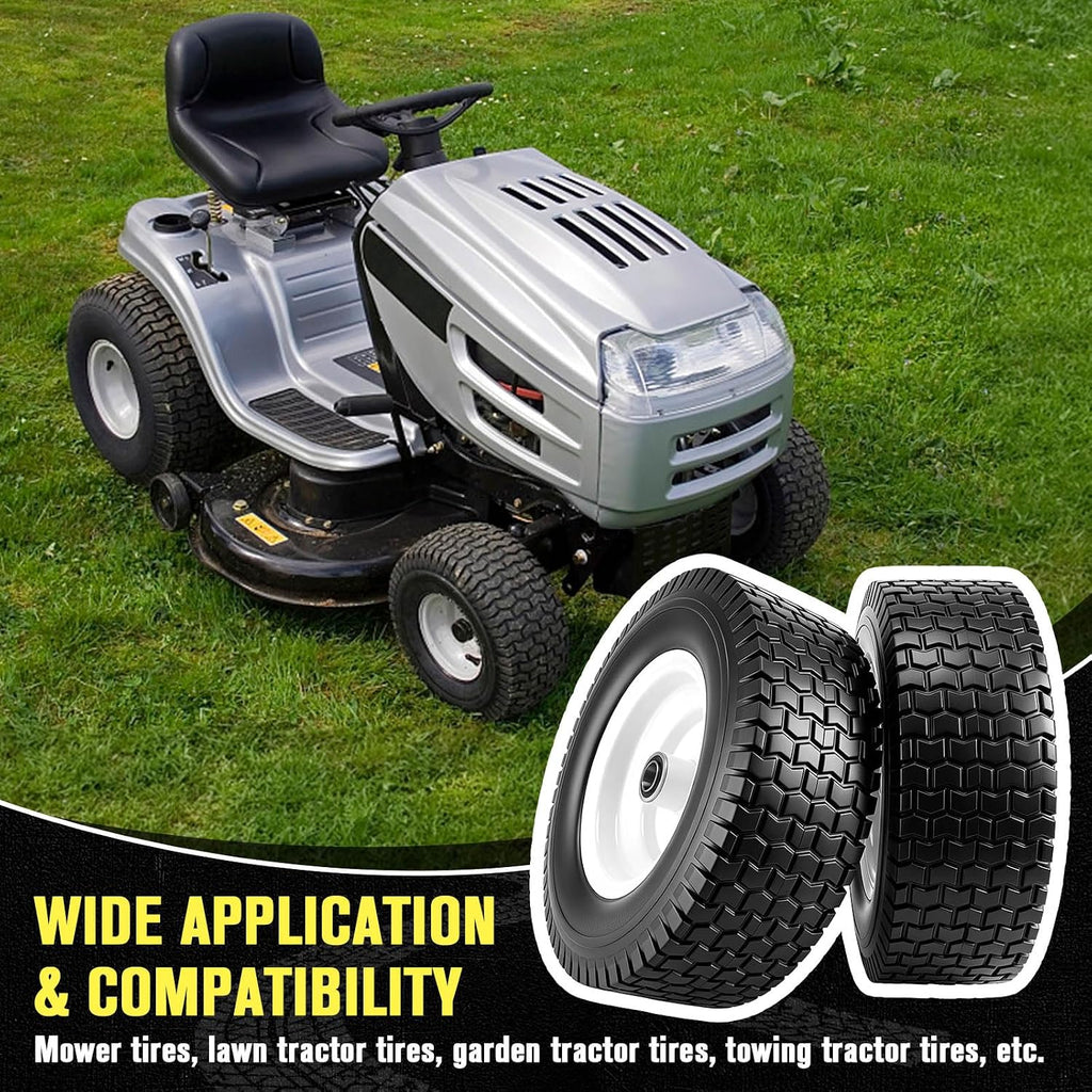 13x5.00-6 Flat Free Tire and Wheel with 3/4" & 5/8" Bearings，13x5.00-6 Lawn Mower Tires and Wheels Assembly, Fit for