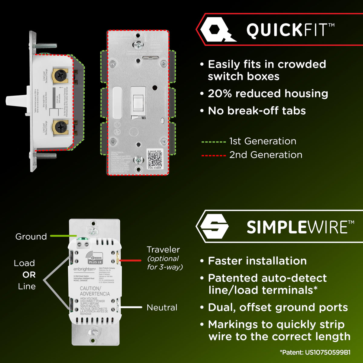 Enbrighten Z-Wave Long Range On/Off Switch, 800 Series, Toggle