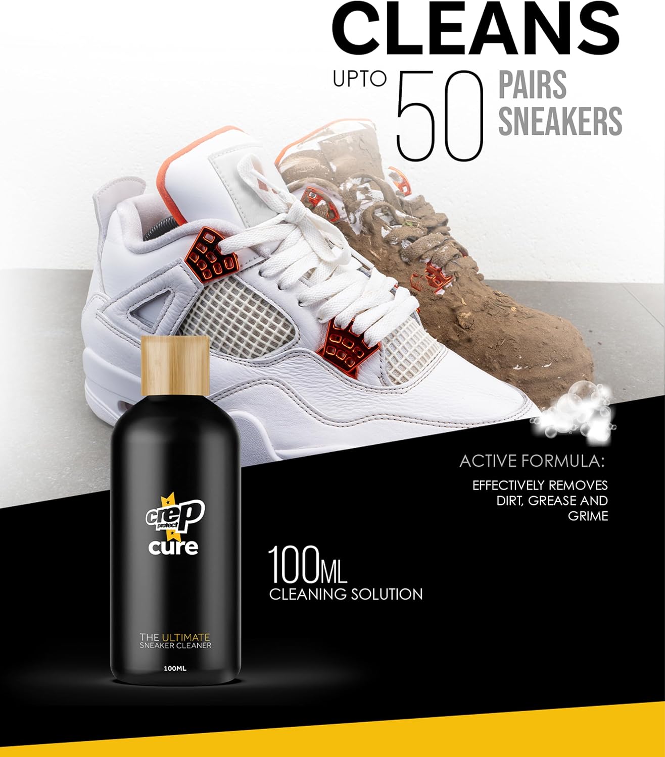 Sneaker Cleaner Kit - Deep Cleaning Shoe Cleaner for White Shoes, Leather, Suede, Nubuck & Canvas | Brush, Solution &