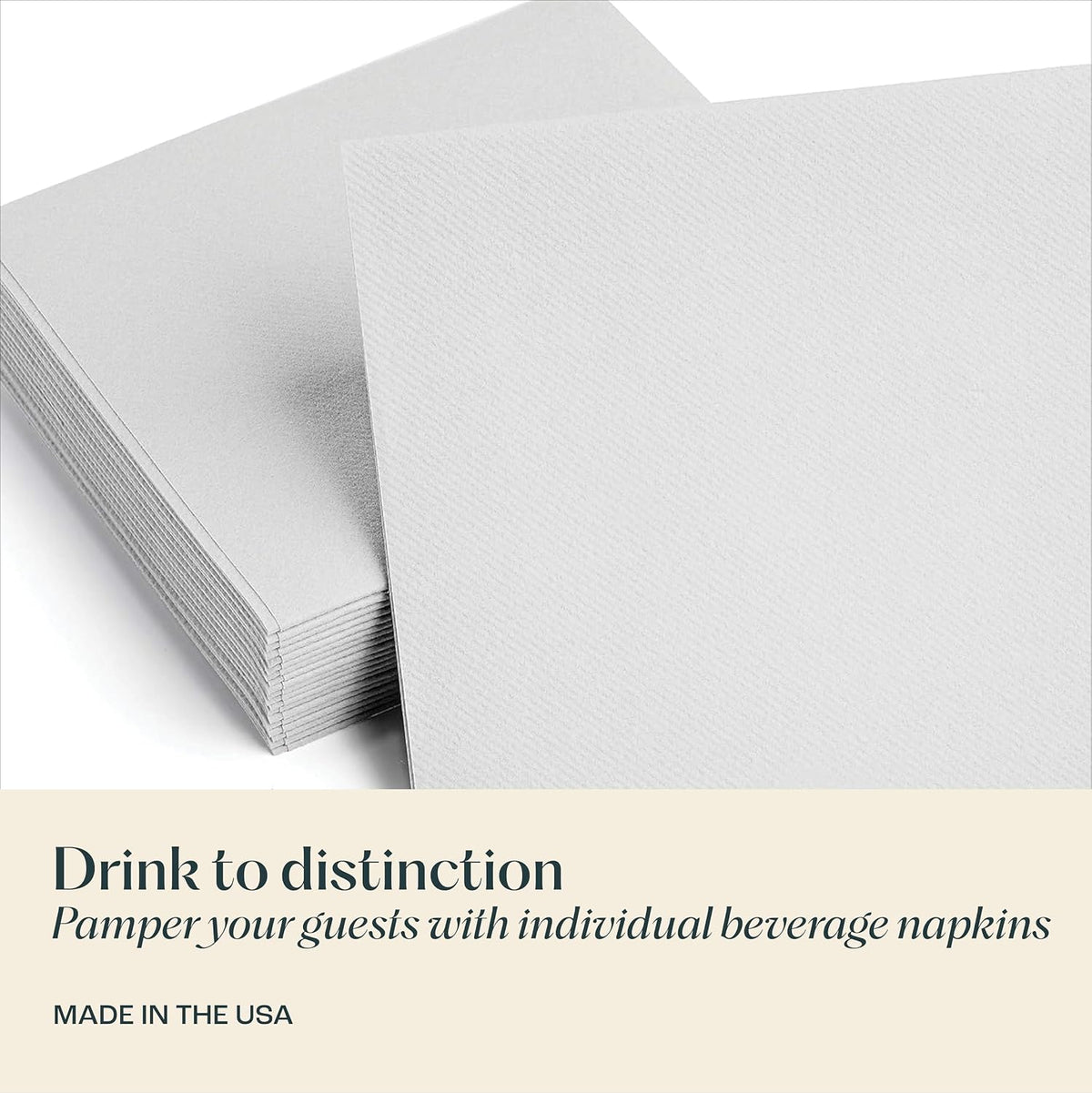 200 Linen-Feel Beverage Napkins - Disposable Cocktail Napkins, Made In USA - Soft & Absorbant Elelgant Paper Napkins