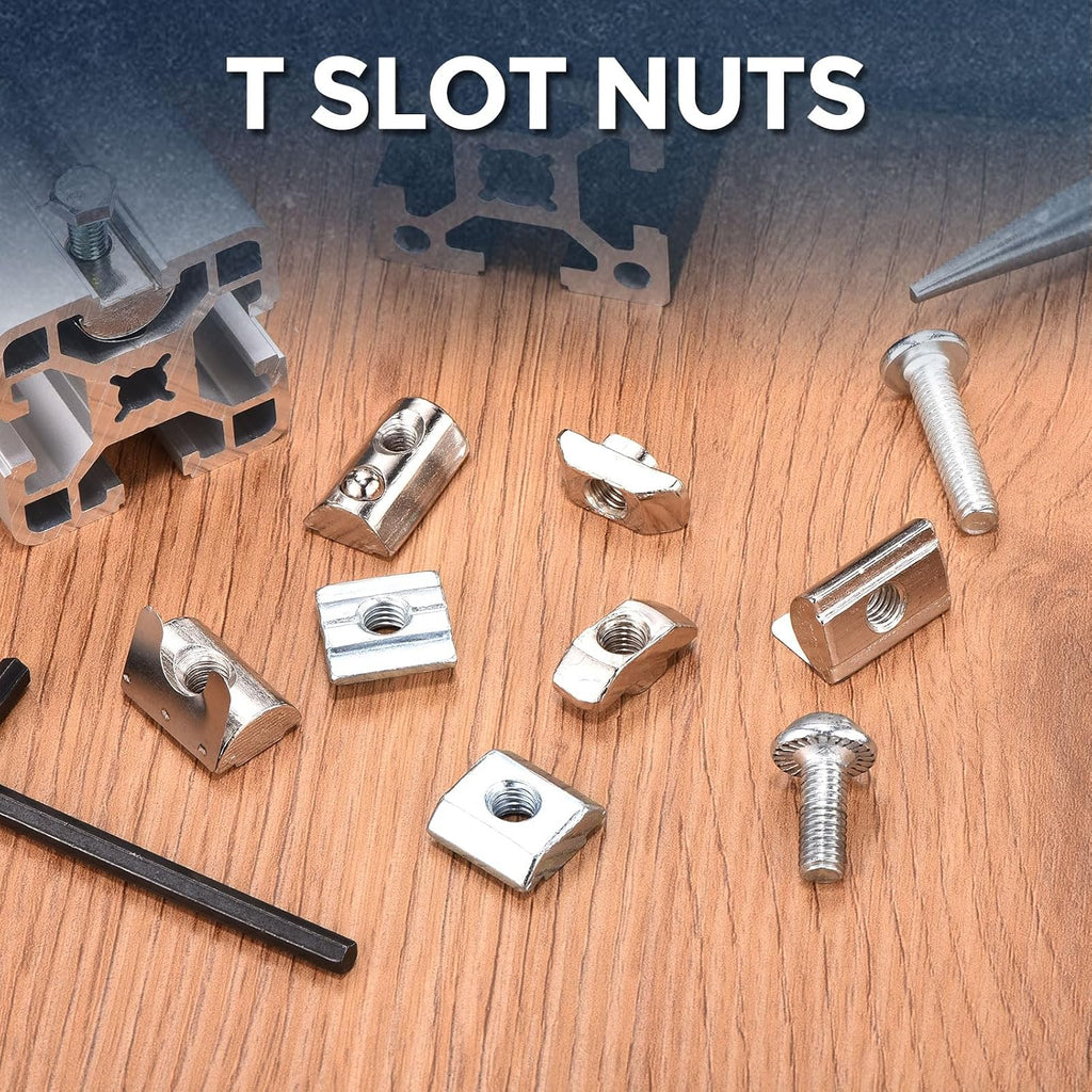 30Pcs Roll in Spring t Nuts M8-1.25 4040 Series t Nuts Silver