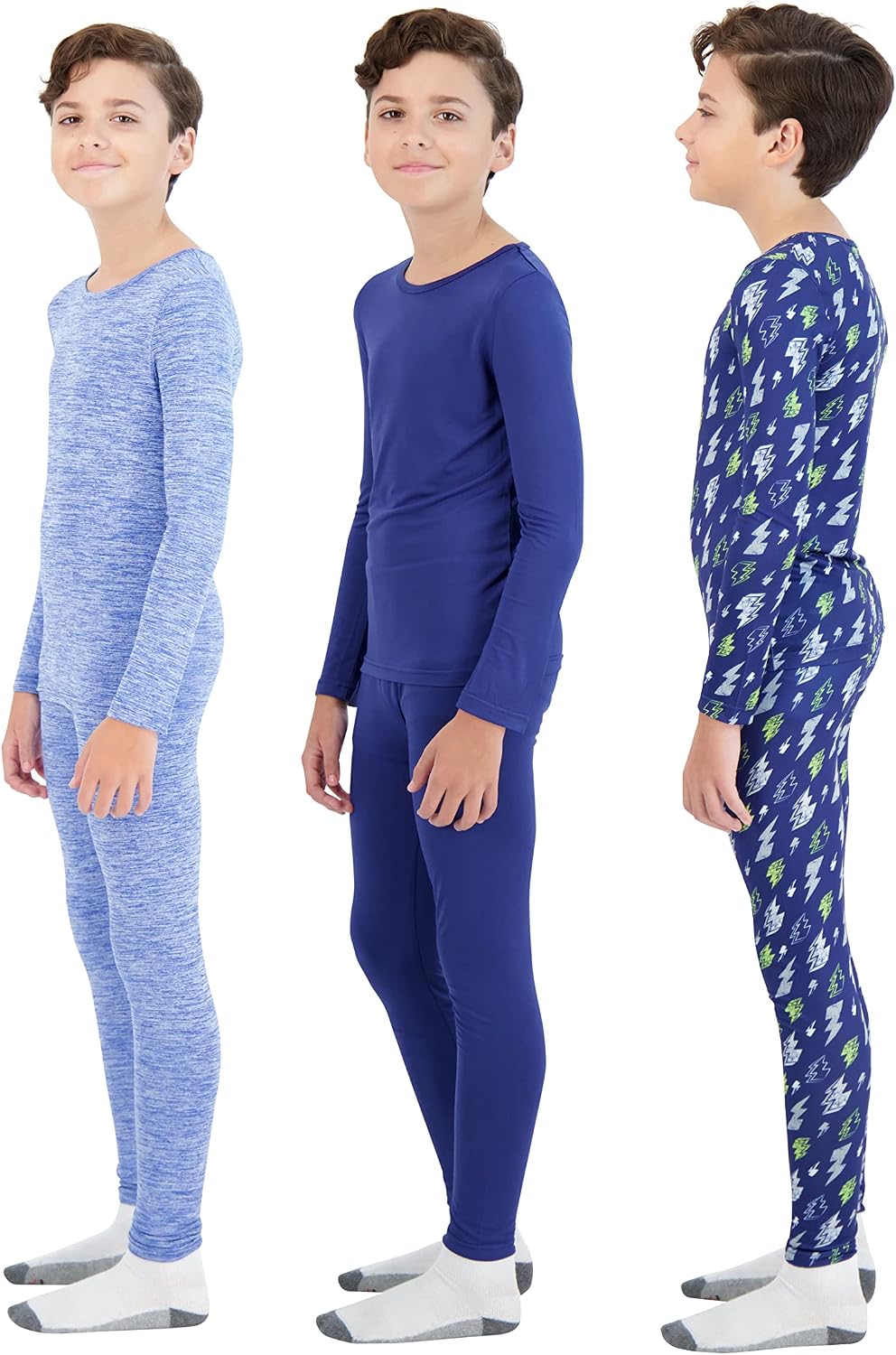 6 Piece Boys Base Layers Set for Kids | Toddler and Kids Moisture Wicking Lightweight Thermal Underwear Set