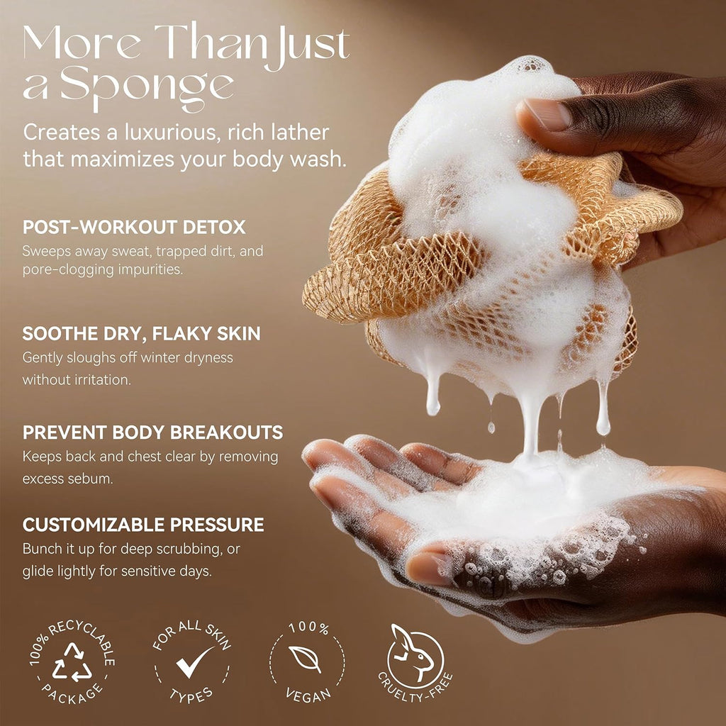African Net Sponge Authentic, Shower Loofah Exfoliating Bath Sponge, Body Scrubber for Women and Men Daily Use Body