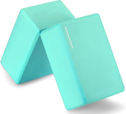 Set of 2 High Density Yoga Blocks, 9"x6"x4" Each, Pair, Multiple Colors
