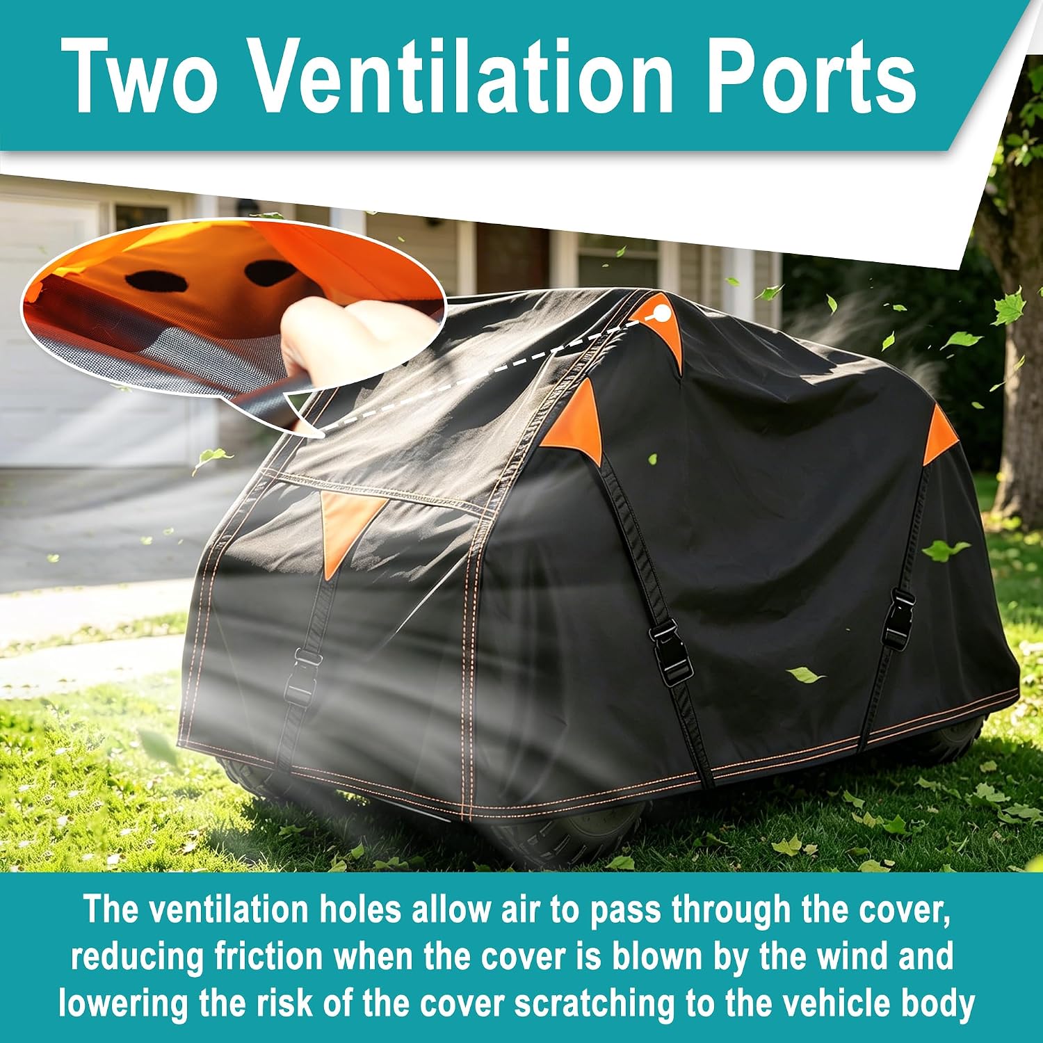 900D ATV Cover Outdoor Storage with Vents for Polaris Sportsman 500 550 | 91'' Large ATV Covers with 3 Wind-Proof