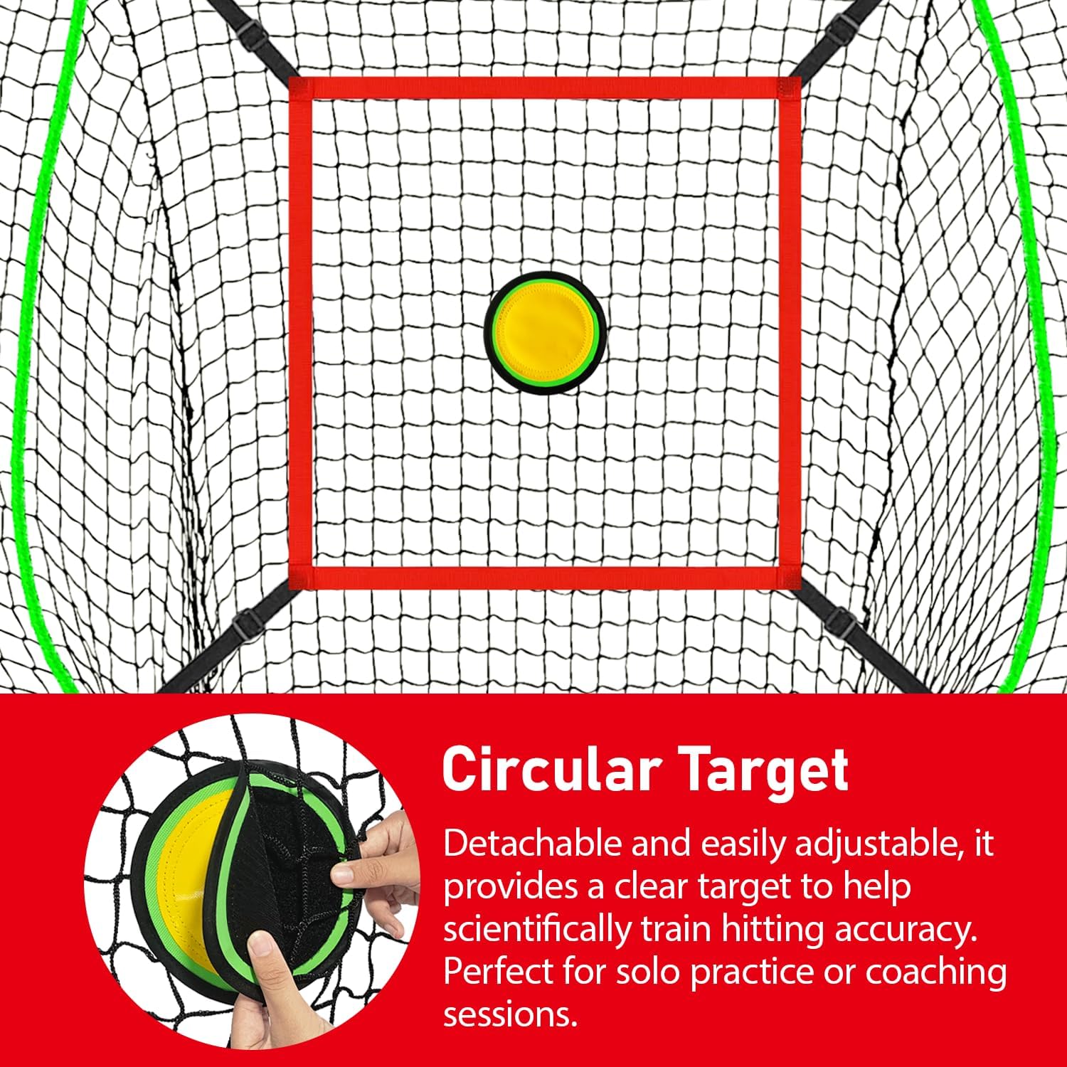 7x7 FT Baseball Net, Baseball & Softball Training net with Batting Tee, Strike Zone & Circular Target and Weighted