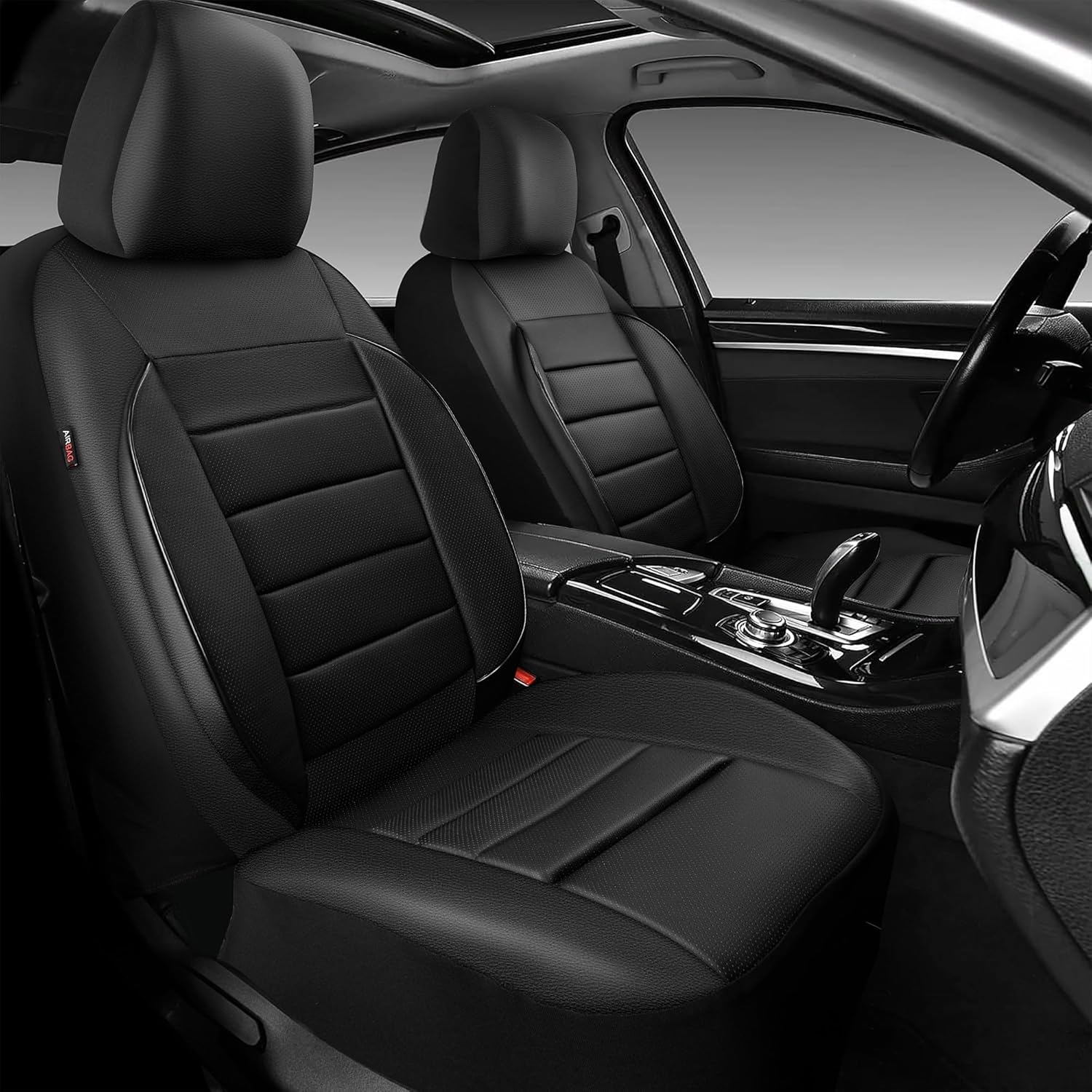 Faux Leather Car Seat Covers Front Seats Only, 3D Foam Support Car Seat Covers, Universal fit for Trucks Vans SUVs
