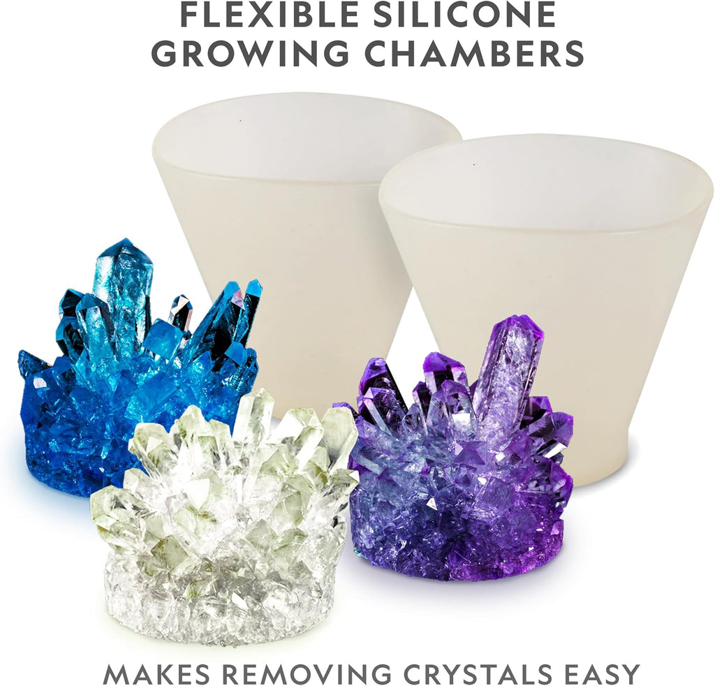 National Geographic Mega Crystal Growing Kit with 6 Crystals for Kids 8-12 | Glow-in-the-Dark Crystal, Light-Up Night