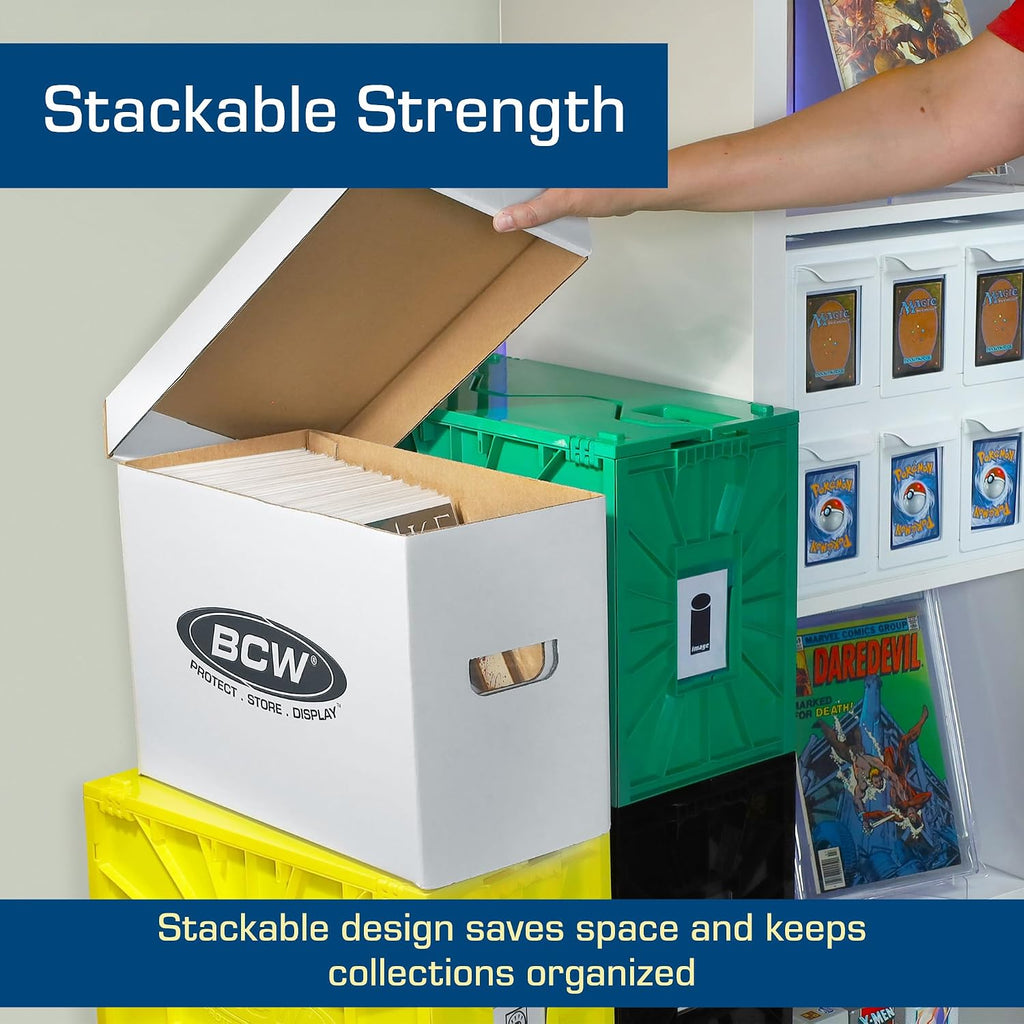 Short Comic Storage Box - 10 Pack | Holds 150-175 Current/Silver Age Comics | Stackable, Durable 200 lb. Strength