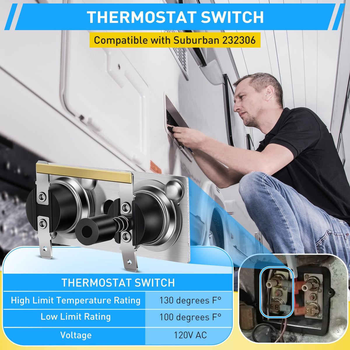4 Pcs Camper Hot Water Heater Replacement Kit Compatible with Suburban RV