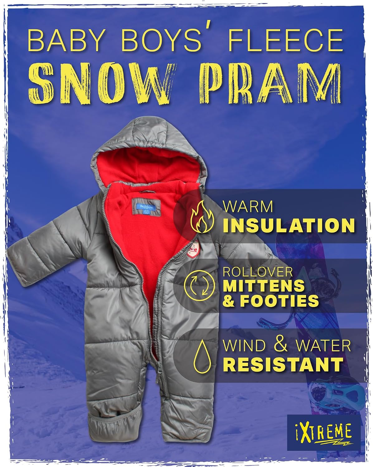 Baby Boys Insulated Fleece Bunting Infant Snowsuit | Warm Wind and Water Resistant Outerwear, Cozy Coverall for