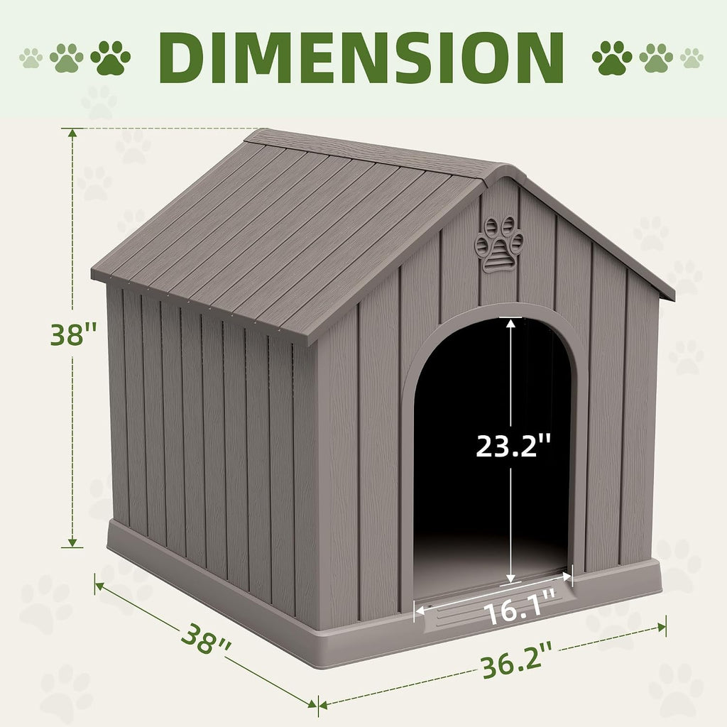 Large Dog House for Medium to Large Dogs – Sturdy Waterproof Doghouse for Indoor/Outdoor Use with Air Vents and