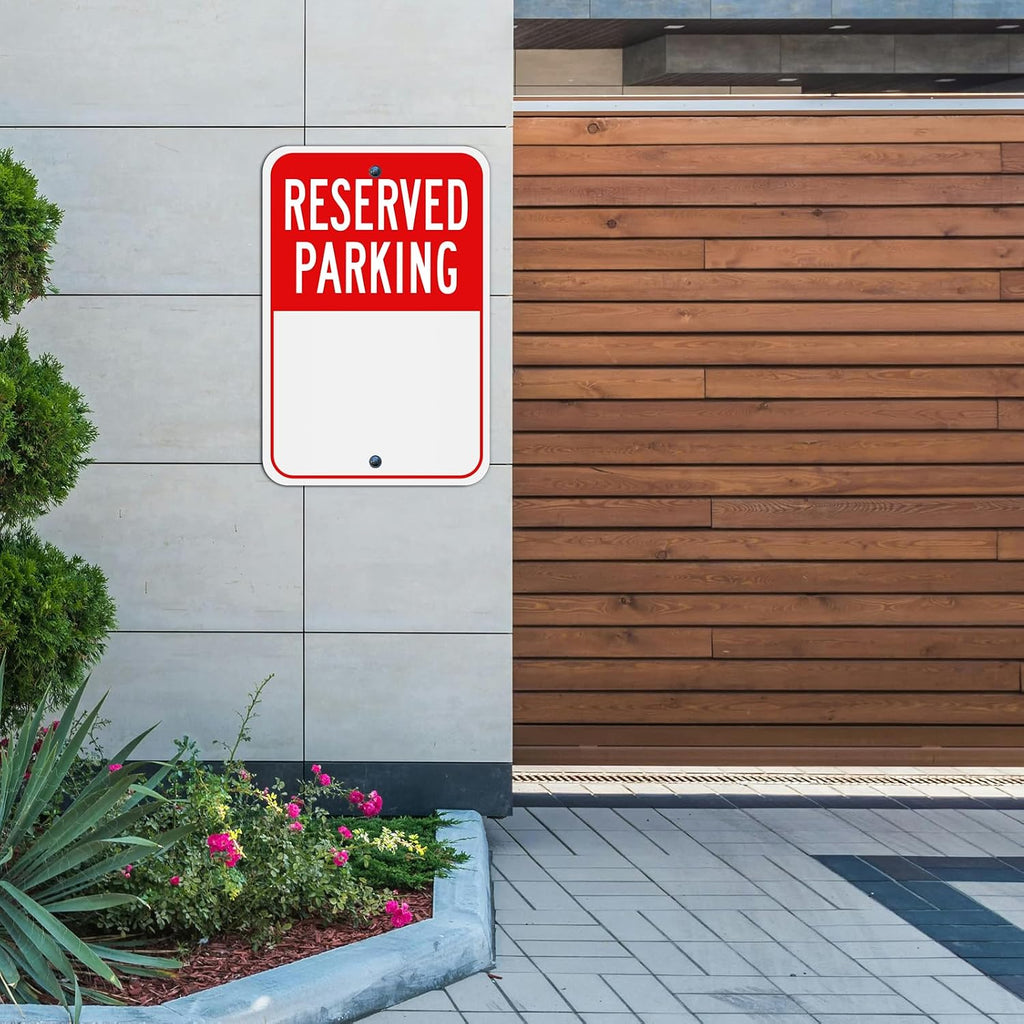 (4 Pack) Large Reserved Parking Sign, 18"x12" Reflective Aluminum Metal Write-On Sign, Rust-Free, Weather Resistant