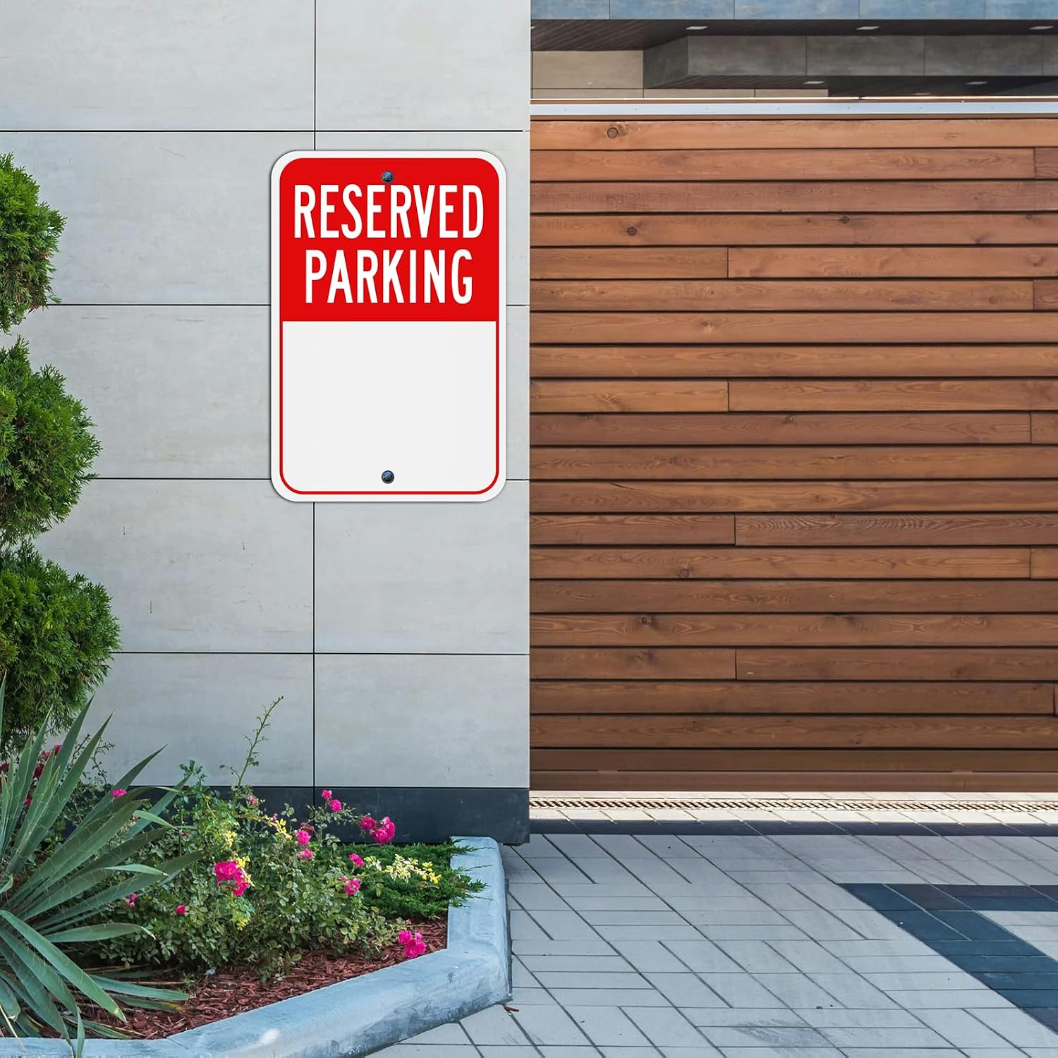 (4 Pack) Large Reserved Parking Sign, 18"x12" Reflective Aluminum Metal Write-On Sign, Rust-Free, Weather Resistant