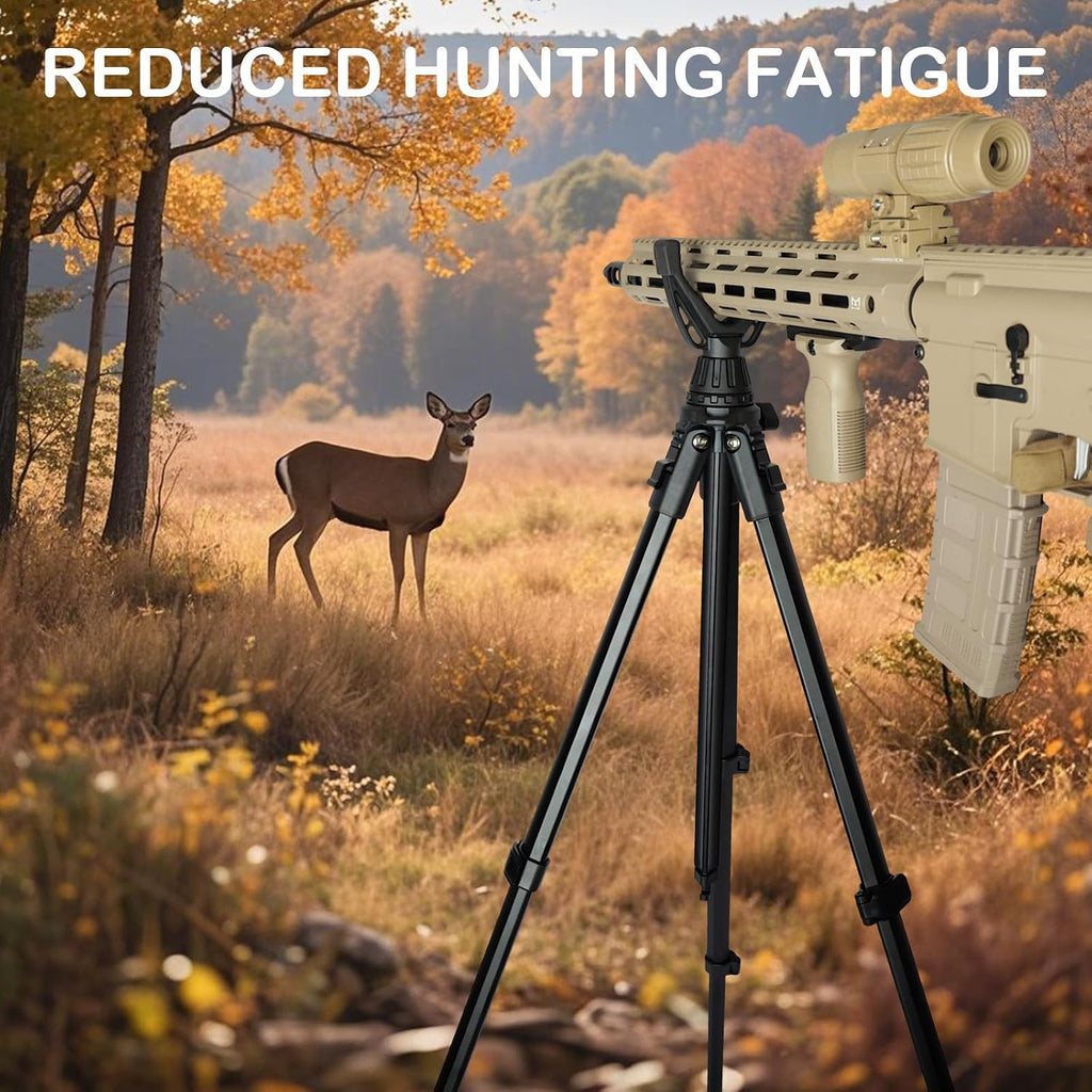 Lightweight Shooting Tripod for Rifles with 360° V-Yoke Rest,Adjustable Height Hunting Tripod Shooting Stick for